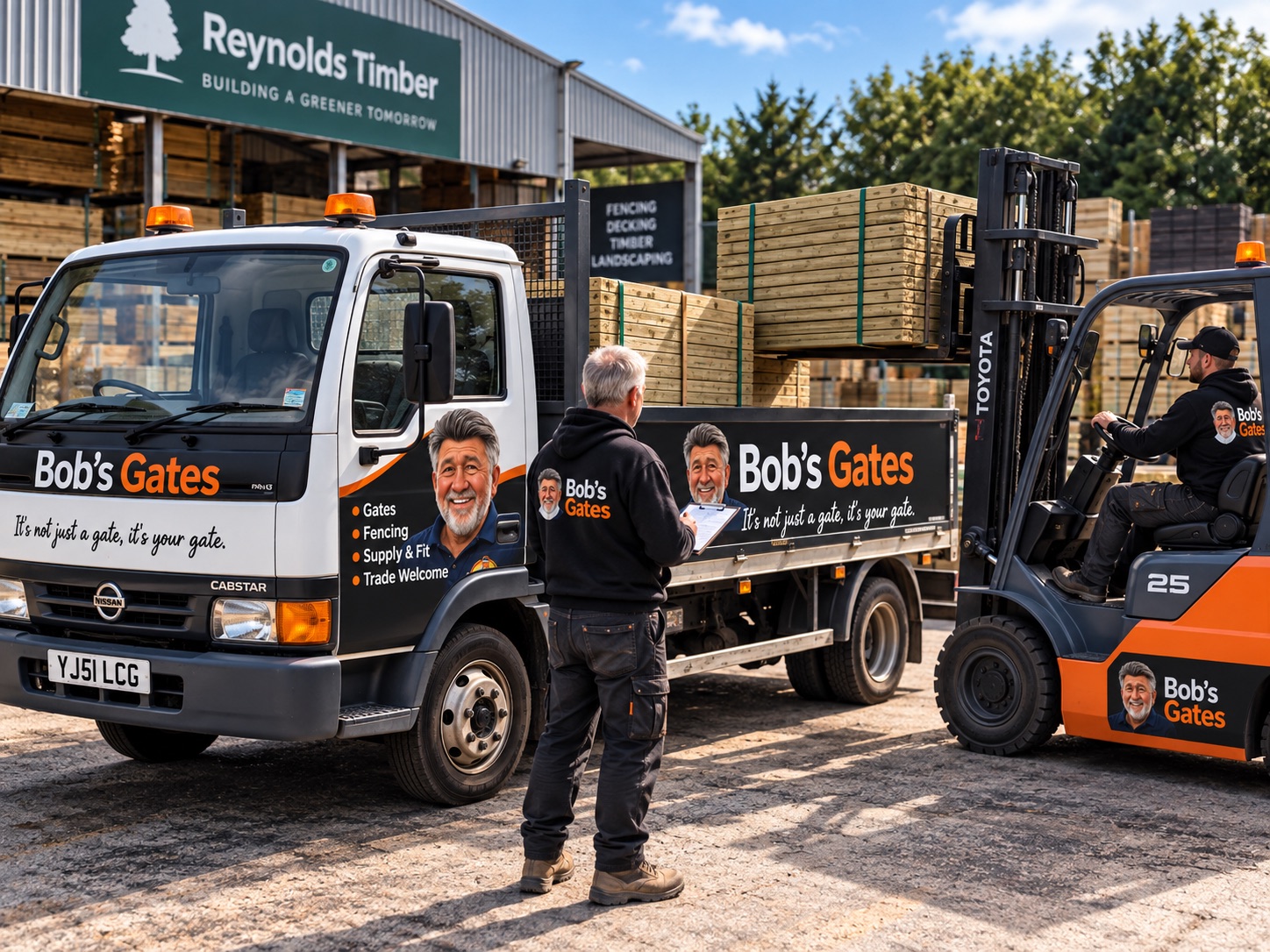 Bob’s Gates local delivery truck being loaded with timber